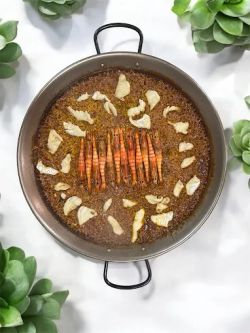 Imagen: Arroz de bacalao con gambas rojas